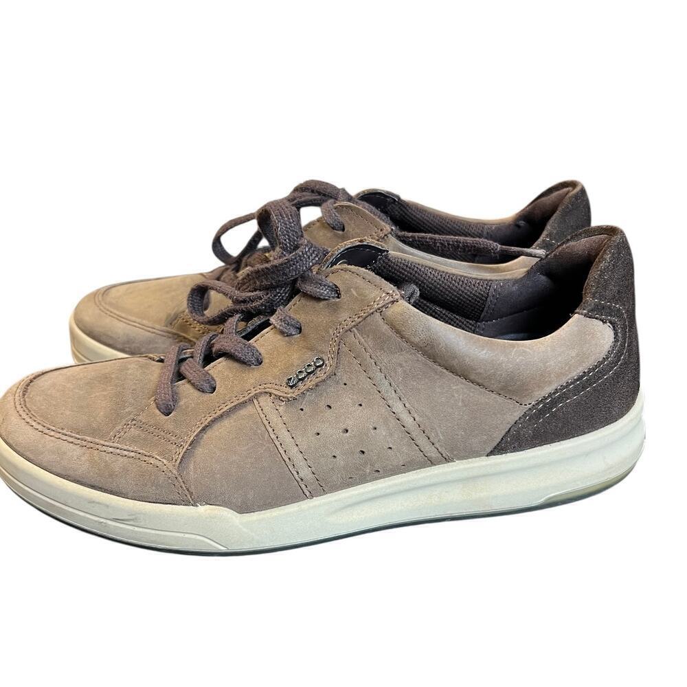Ecco Jack Shoes Men's 40 Brown Nubuck Leather Lace Up Comfort Sneaker